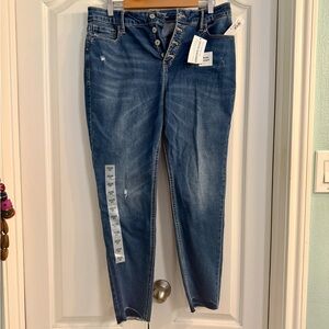 NWT Distressed Button-Fly Ankle-length Skinny Rockstar Jeans